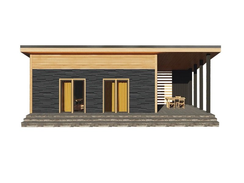 Одноэтажный дом с односкатной крышей К1-3