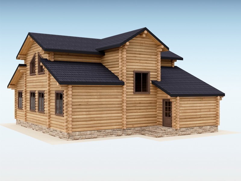 Дом из оцилиндрованного бревна "БРУСА"