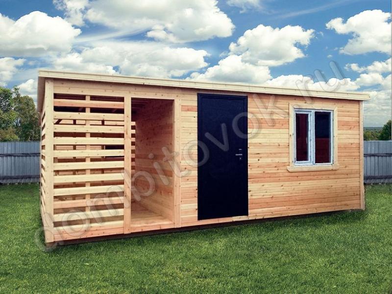 Бытовка дачная с дровником фото