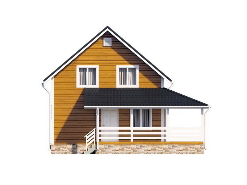 Двухэтажный дом с двухскатной крышей К2-10