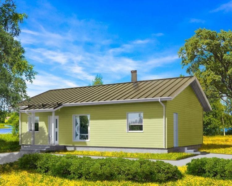 Одноэтажный дом с двухскатной крышей К1-7