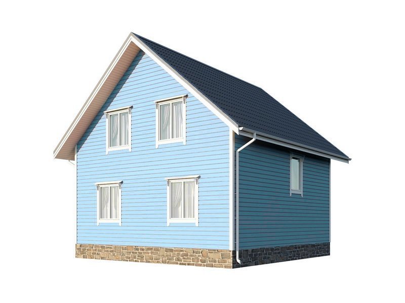 Двухэтажный дом с двухскатной крышей К2-1