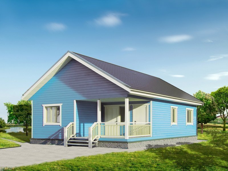 Одноэтажный дом с двухскатной крышей К1-4