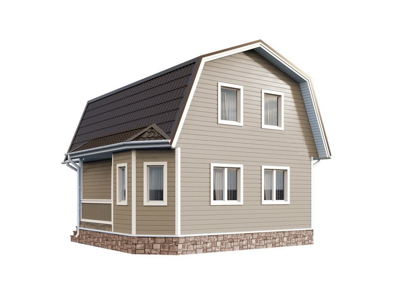 Двухэтажный дом с двухскатной крышей К2-6