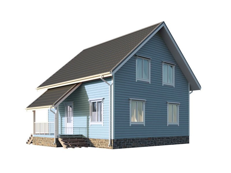 Двухэтажный дом с двухскатной крышей К2-1