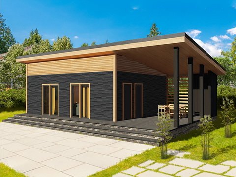 Каркасные одноэтажные дома с террасой фото	