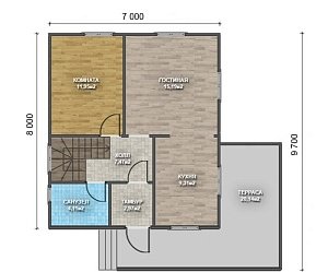 Двухэтажный дом с двухскатной крышей К2-10