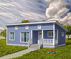 Одноэтажный дом с односкатной крышей К1-1