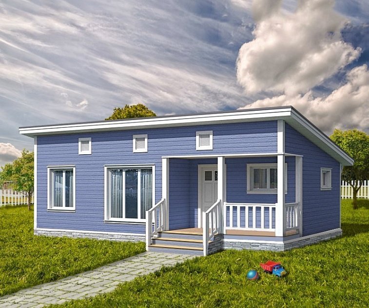 Одноэтажный дом с односкатной крышей К1-1