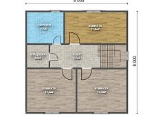 Двухэтажный дом с двухскатной крышей К2-1