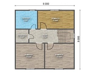 Двухэтажный дом с двухскатной крышей К2-1