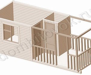 №8 Бытовка дачная с верандой и хоз. помещением 1х1м (утепленная)