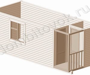  №5 Бытовка с крыльцом 1х1м и помещением для инвентаря (утепленная)