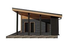 Одноэтажный дом с односкатной крышей К1-3