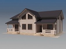 Дом из оцилиндрованного бревна "ФЕМИЛИ"