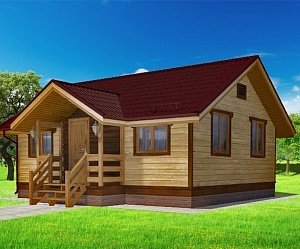 Одноэтажный дом с двухскатной крышей К1-12