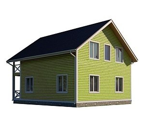 Двухэтажный дом с двухскатной крышей К2-12
