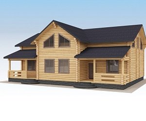 Дом из оцилиндрованного бревна "ФЕМИЛИ"