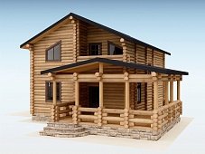 Дом из оцилиндрованного бревна "ТРИО"