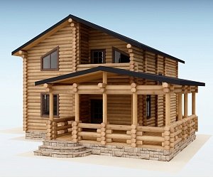 Дом из оцилиндрованного бревна "ТРИО"