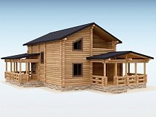 Дом из оцилиндрованного бревна "ТРИО"