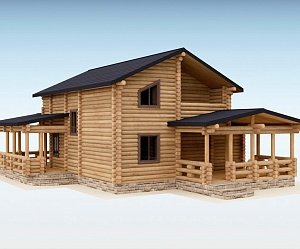 Дом из оцилиндрованного бревна "ТРИО"