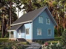 Двухэтажный дом с двухскатной крышей К2-1