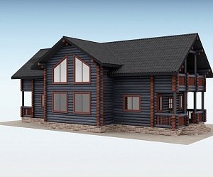 Дом из оцилиндрованного бревна "Quattro"