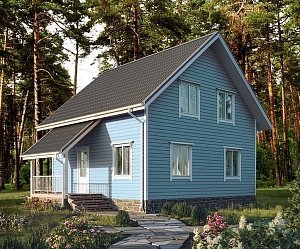 Двухэтажный дом с двухскатной крышей К2-1