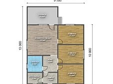 Одноэтажный дом с двухскатной крышей К1-9