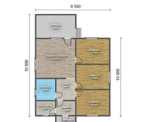Одноэтажный дом с двухскатной крышей К1-9
