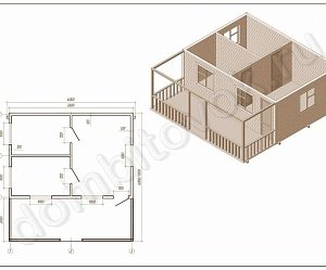 №5 Дачный домик трёхкомнатный с открытой верандой
