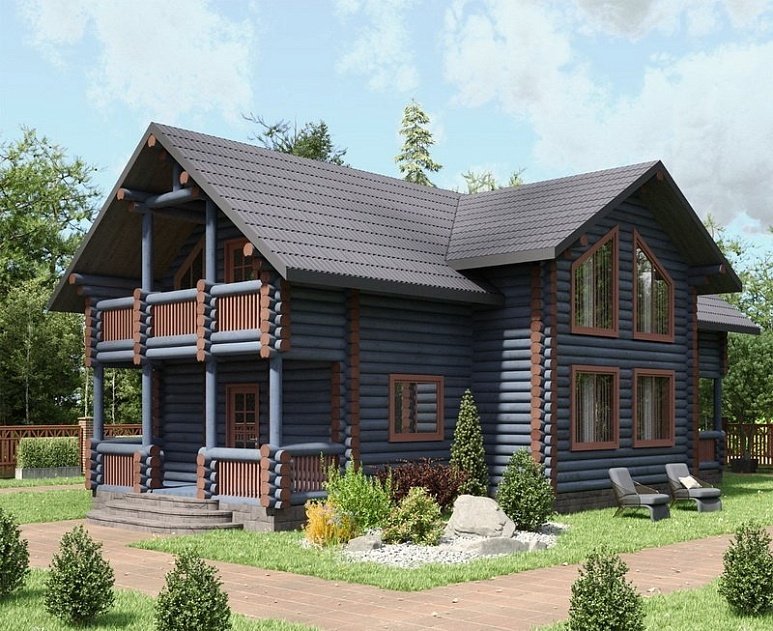 Дом из оцилиндрованного бревна "Quattro"