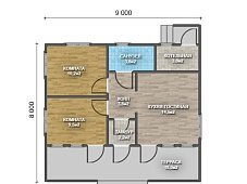 Одноэтажный дом с односкатной крышей К1-2