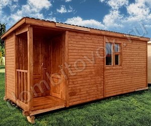  №5 Бытовка с крыльцом 1х1м и помещением для инвентаря (утепленная)