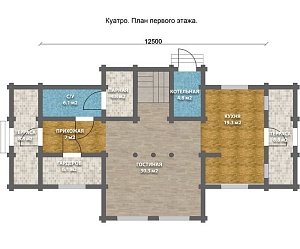 Дом из оцилиндрованного бревна "Quattro"