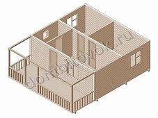 Дачный дом с террасой, санузлом и тремя комнатами фото