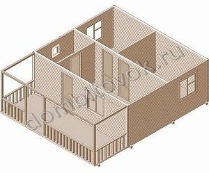 №13 Дачный дом с террасой, санузлом и тремя комнатами