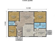 Одноэтажный дом с двухскатной крышей К1-7