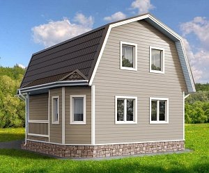 Двухэтажный дом с двухскатной крышей К2-6