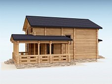 Дом из оцилиндрованного бревна "ТРИО"