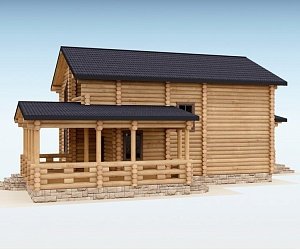 Дом из оцилиндрованного бревна "ТРИО"