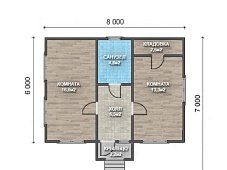 Одноэтажный дом с двухскатной крышей К1-11