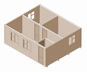 №12 Дом с тамбуром и тремя комнатами