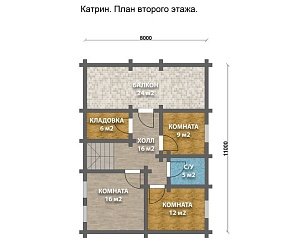 Дом из оцилиндрованного бревна "Катрин"