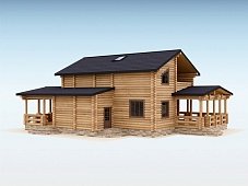 Дом из оцилиндрованного бревна "ТРИО"