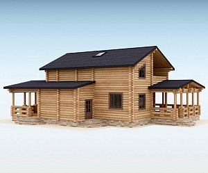 Дом из оцилиндрованного бревна "ТРИО"