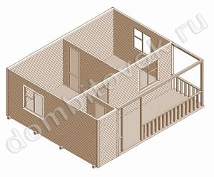№16 Дачный деревянный дом с террасой, санузлом и двумя комнатами