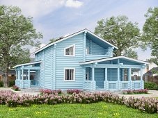 Дом из оцилиндрованного бревна "ТРИО"