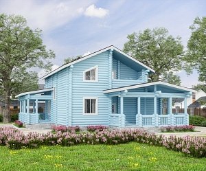 Дом из оцилиндрованного бревна "ТРИО"